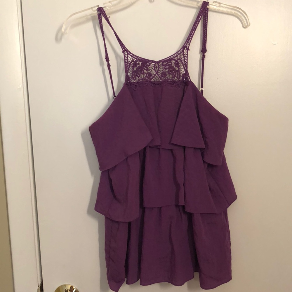 BCBG Purple Flouncy Top